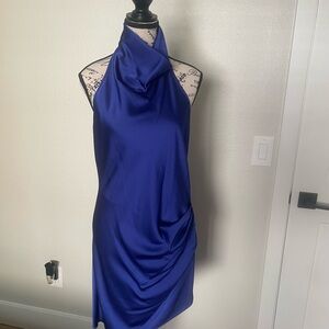 NWT Gianni Bini asymmetrical, backless halter Royal Blue Dress